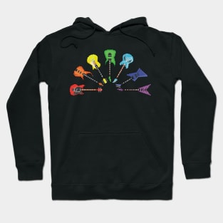 Rainbow of Pixel Guitars (Red, Orange, Yellow, Green, Blue, Indigo, Violet) Hoodie